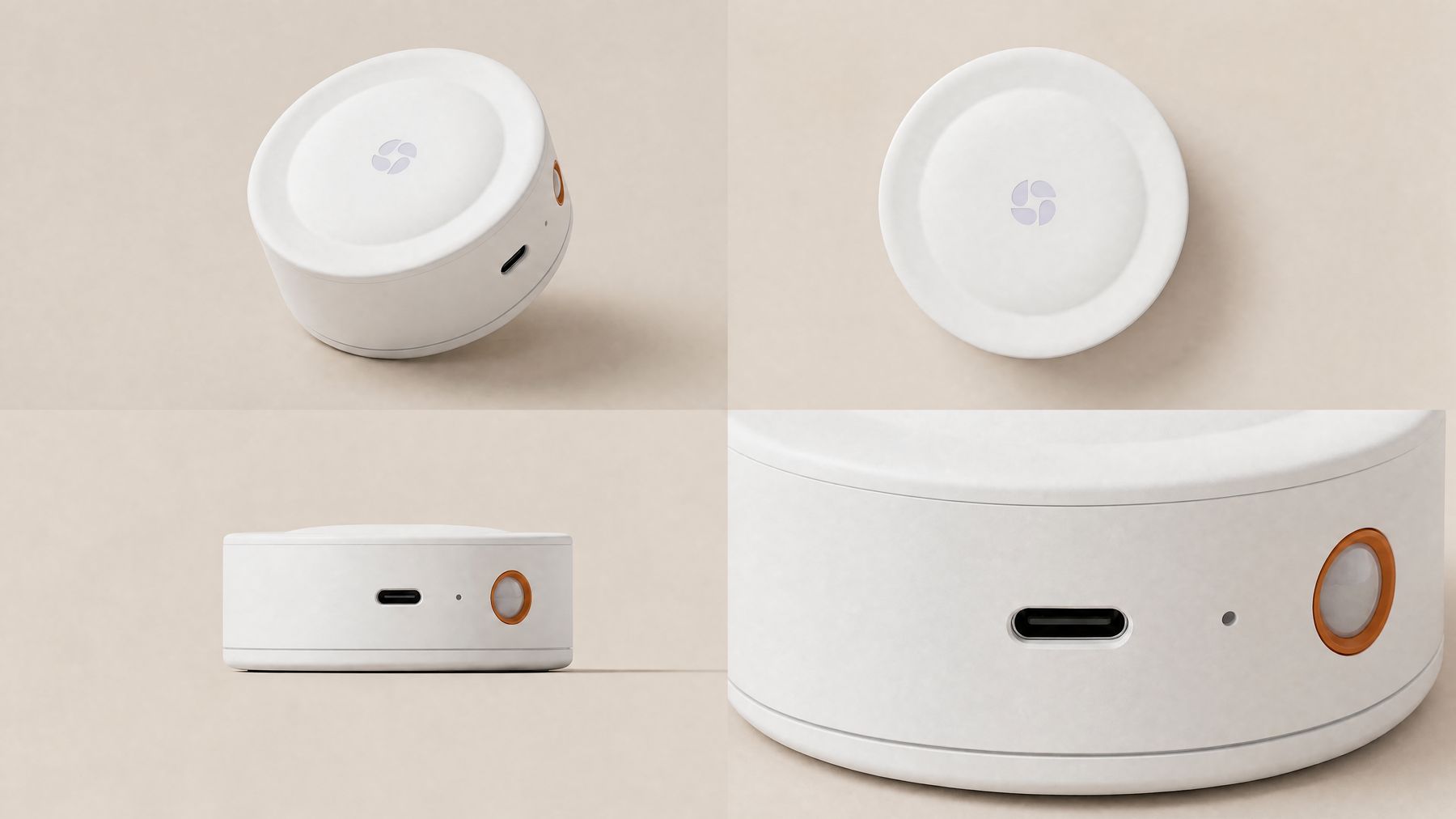 Smart fall detector shown from several angles